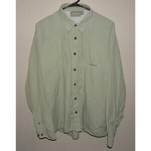 Sage Brand Men's Large LS Button Vented Fishing Shirt Green 100% Nylon